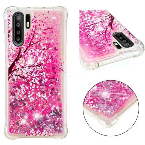 Pink Cherry Blossom Dynamic Liquid Glitter Sand Quicksand Star TPU Case for Huawei P30 Pro