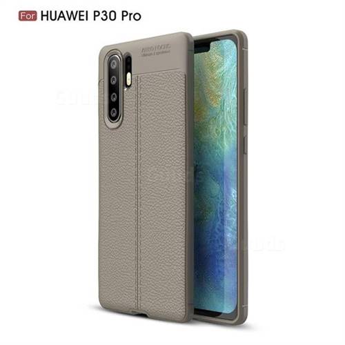 Luxury Auto Focus Litchi Texture Silicone TPU Back Cover for Huawei P30 Pro - Gray
