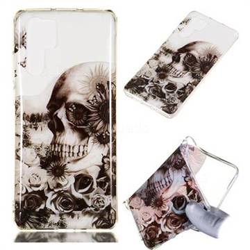 Black Flower Skull Super Clear Soft TPU Back Cover for Huawei P30 Pro
