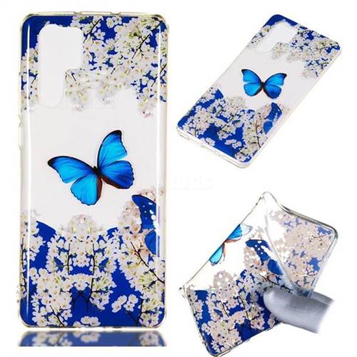 Blue Butterfly Flower Super Clear Soft TPU Back Cover for Huawei P30 Pro