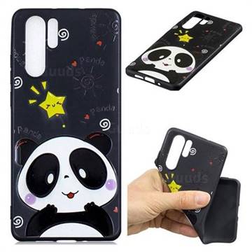 Cute Bear 3D Embossed Relief Black TPU Cell Phone Back Cover for Huawei P30 Pro