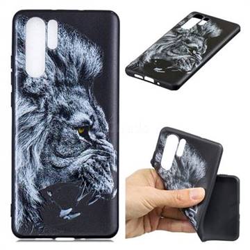 Lion 3D Embossed Relief Black TPU Cell Phone Back Cover for Huawei P30 Pro