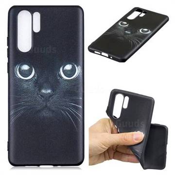 Bearded Feline 3D Embossed Relief Black TPU Cell Phone Back Cover for Huawei P30 Pro