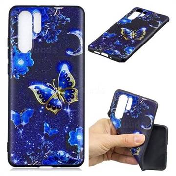 Phnom Penh Butterfly 3D Embossed Relief Black TPU Cell Phone Back Cover for Huawei P30 Pro