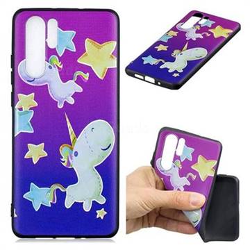 Pony 3D Embossed Relief Black TPU Cell Phone Back Cover for Huawei P30 Pro