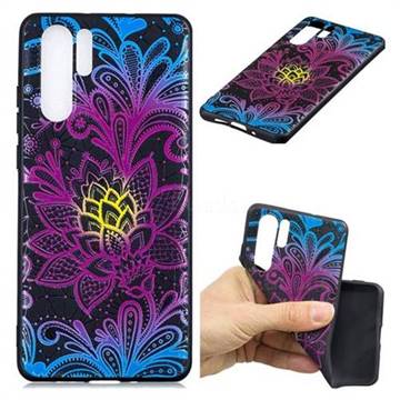 Colorful Lace 3D Embossed Relief Black TPU Cell Phone Back Cover for Huawei P30 Pro