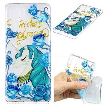Blue Flower Unicorn Clear Varnish Soft Phone Back Cover for Huawei P30 Pro