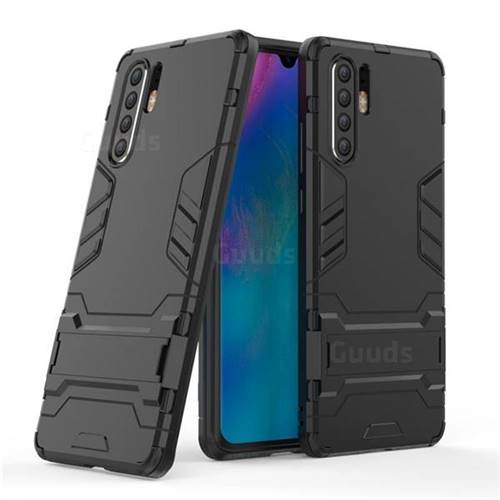 Armor Premium Tactical Grip Kickstand Shockproof Dual Layer Rugged Hard Cover for Huawei P30 Pro - Black
