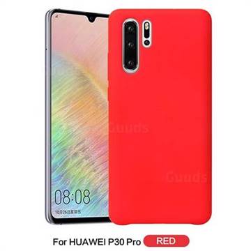 Howmak Slim Liquid Silicone Rubber Shockproof Phone Case Cover for Huawei P30 Pro - Red