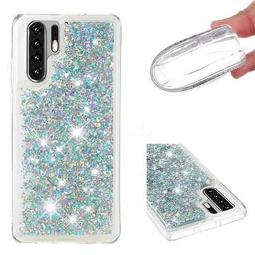 Dynamic Liquid Glitter Quicksand Sequins TPU Phone Case for Huawei P30 Pro - Silver