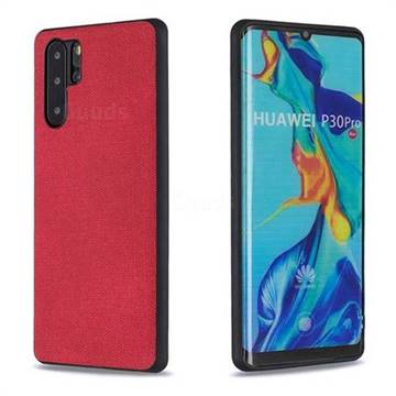 Canvas Cloth Coated Soft Phone Cover for Huawei P30 Pro - Red