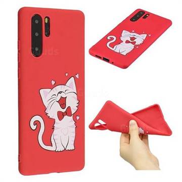 Happy Bow Cat Anti-fall Frosted Relief Soft TPU Back Cover for Huawei P30 Pro