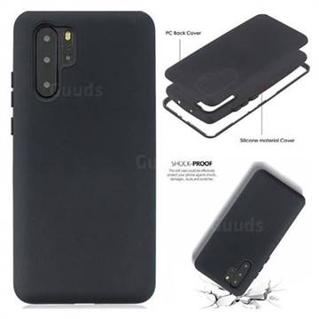 Matte PC + Silicone Shockproof Phone Back Cover Case for Huawei P30 Pro - Black
