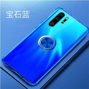 Anti-fall Invisible Press Bounce Ring Holder Phone Cover for Huawei P30 Pro - Sapphire Blue