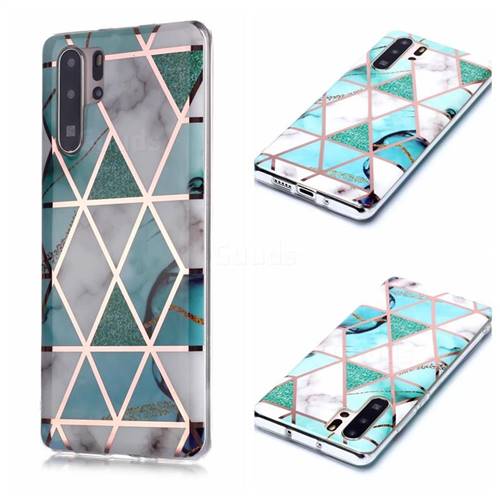 Green White Galvanized Rose Gold Marble Phone Back Cover for Huawei P30 Pro