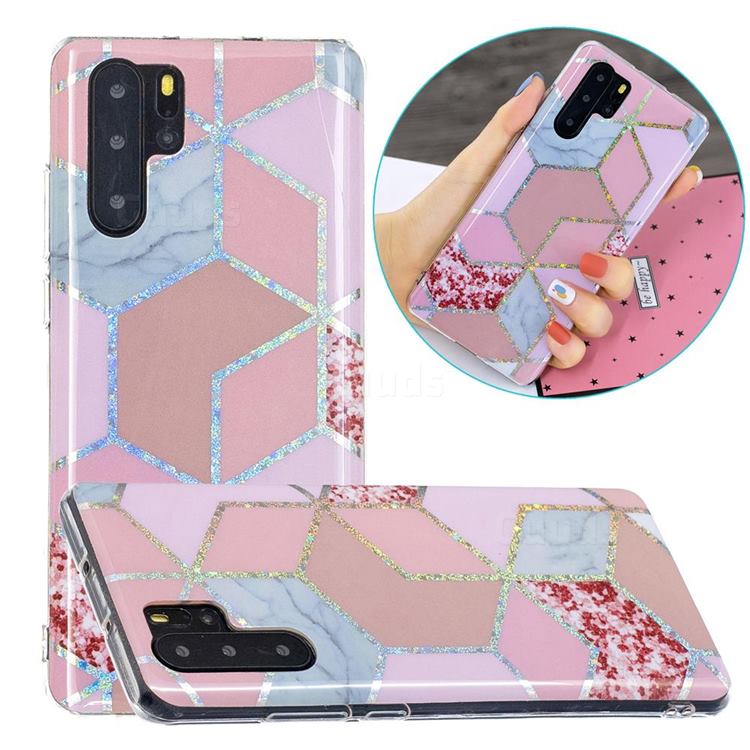 Pink Marble Painted Galvanized Electroplating Soft Phone Case Cover for Huawei P30 Pro