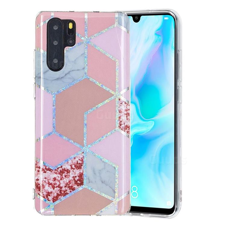 Pink Marble Painted Galvanized Electroplating Soft Phone Case