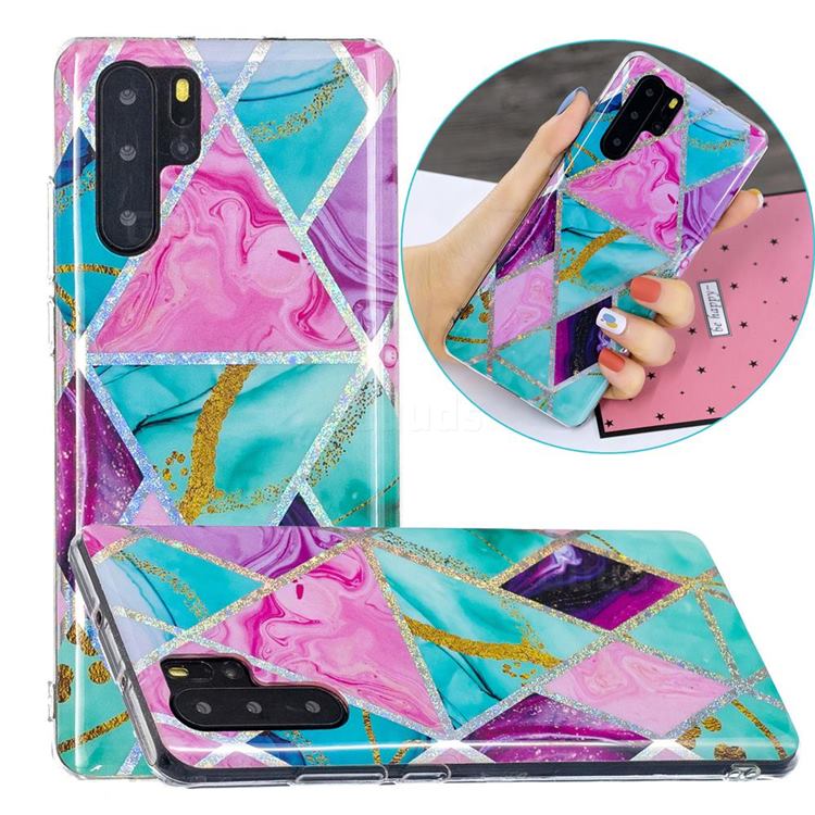 Triangular Marble Painted Galvanized Electroplating Soft Phone Case Cover for Huawei P30 Pro