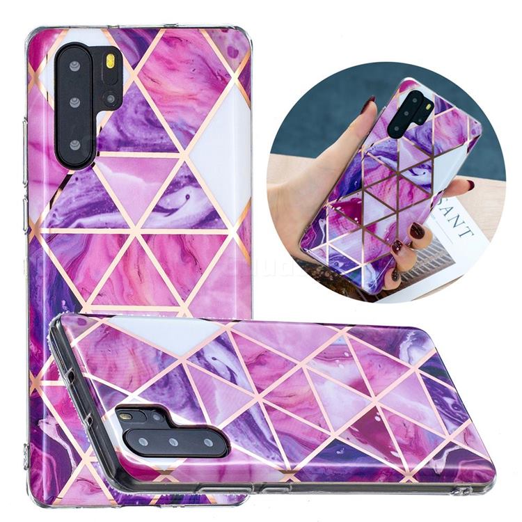 Purple Dream Triangle Painted Marble Electroplating Protective Case for Huawei P30 Pro