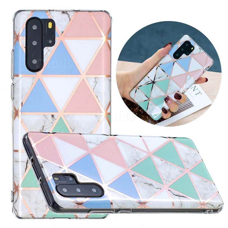 Fresh Triangle Painted Marble Electroplating Protective Case for Huawei P30 Pro