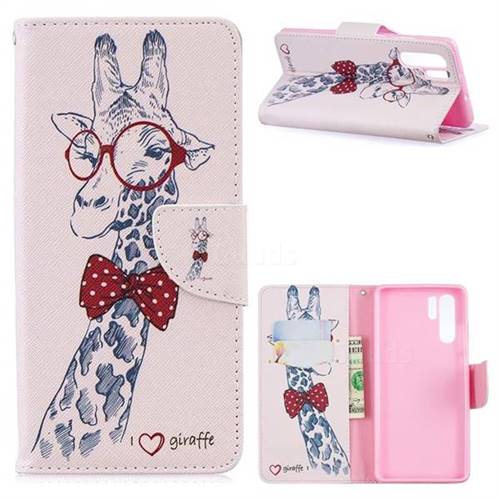 Glasses Giraffe Leather Wallet Case for Huawei P30 Pro