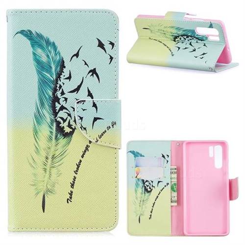 Feather Bird Leather Wallet Case for Huawei P30 Pro