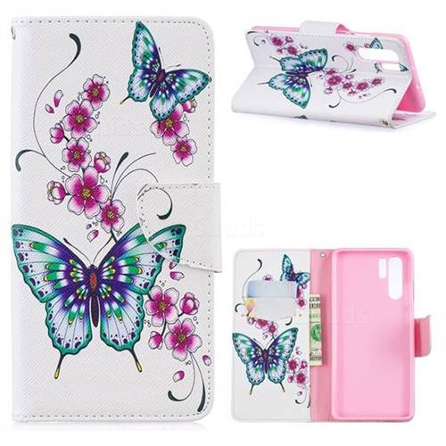 Peach Butterflies Leather Wallet Case for Huawei P30 Pro