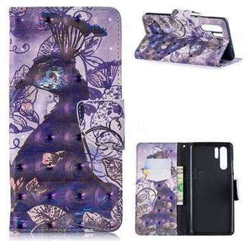Purple Peacock 3D Painted Leather Wallet Phone Case for Huawei P30 Pro