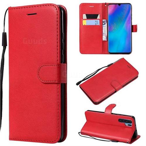 Retro Greek Classic Smooth PU Leather Wallet Phone Case for Huawei P30 Pro - Red