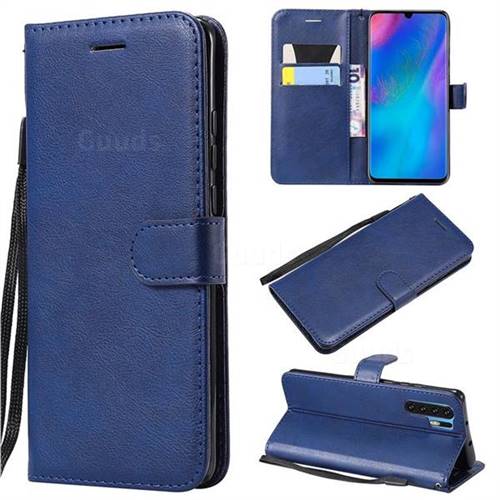 Retro Greek Classic Smooth PU Leather Wallet Phone Case for Huawei P30 Pro - Blue