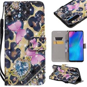 Pink Butterfly 3D Painted Leather Wallet Case for Huawei P30 Pro