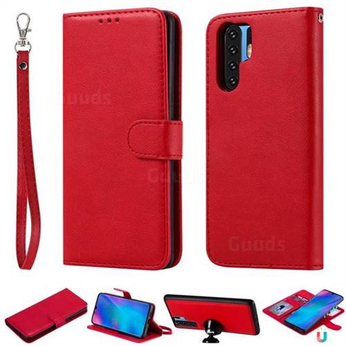 Retro Greek Detachable Magnetic PU Leather Wallet Phone Case for Huawei P30 Pro - Red