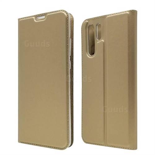 Ultra Slim Card Magnetic Automatic Suction Leather Wallet Case for Huawei P30 Pro - Champagne