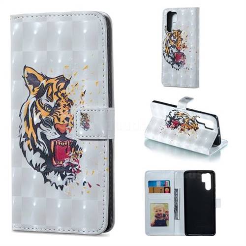 Toothed Tiger 3D Painted Leather Phone Wallet Case for Huawei P30 Pro
