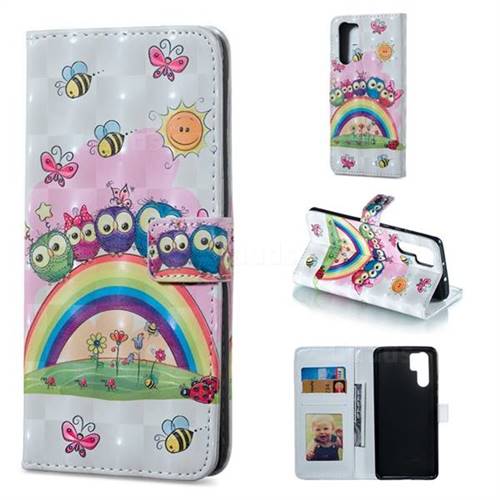 Rainbow Owl Family 3D Painted Leather Phone Wallet Case for Huawei P30 Pro