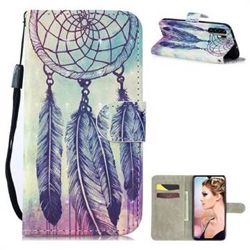 Feather Wind Chimes 3D Painted Leather Wallet Phone Case for Huawei P30 Pro