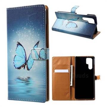 Sea Blue Butterfly Leather Wallet Case for Huawei P30 Pro