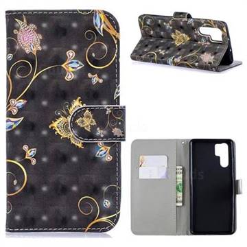 Black Butterfly 3D Painted Leather Phone Wallet Case for Huawei P30 Pro