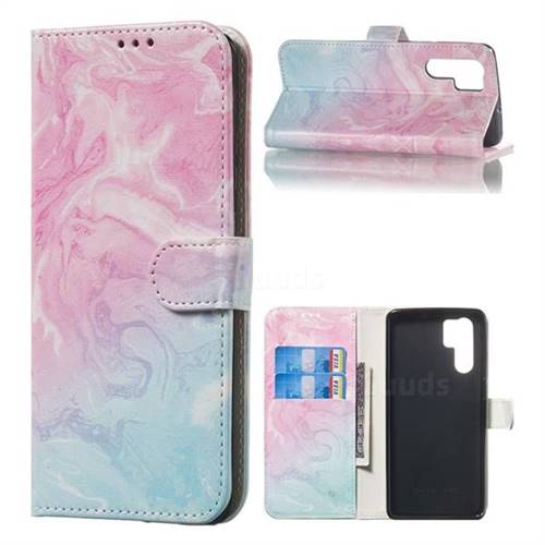 Pink Green Marble PU Leather Wallet Case for Huawei P30 Pro