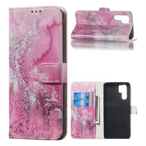 Pink Seawater PU Leather Wallet Case for Huawei P30 Pro