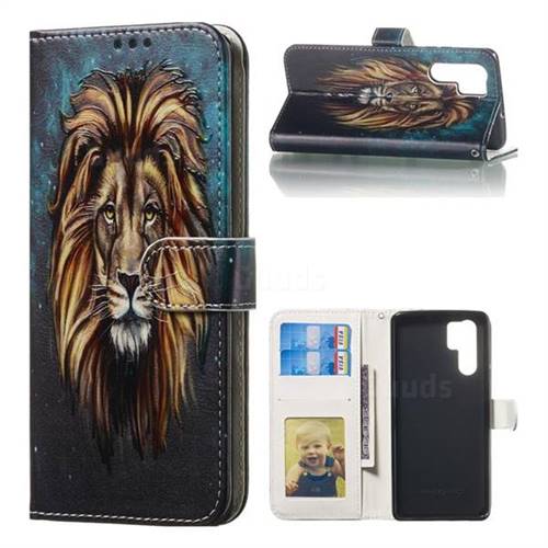 Ice Lion 3D Relief Oil PU Leather Wallet Case for Huawei P30 Pro