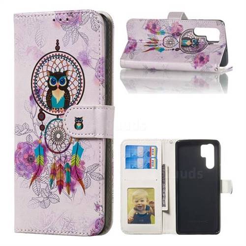 Wind Chimes Owl 3D Relief Oil PU Leather Wallet Case for Huawei P30 Pro