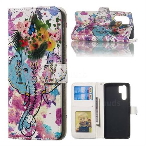 Flower Elephant 3D Relief Oil PU Leather Wallet Case for Huawei P30 Pro