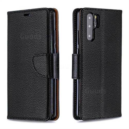 Classic Luxury Litchi Leather Phone Wallet Case for Huawei P30 Pro - Black