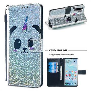 Panda Unicorn Sequins Painted Leather Wallet Case for Huawei P30 Pro