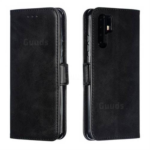 Retro Classic Calf Pattern Leather Wallet Phone Case for Huawei P30 Pro - Black