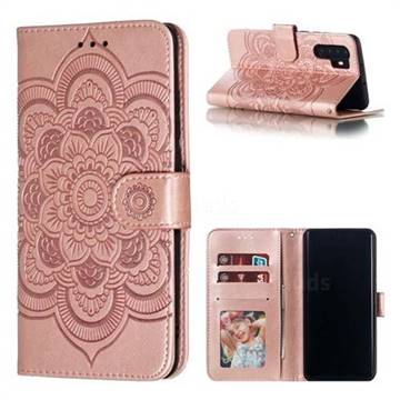Intricate Embossing Datura Solar Leather Wallet Case for Huawei P30 Pro - Rose Gold