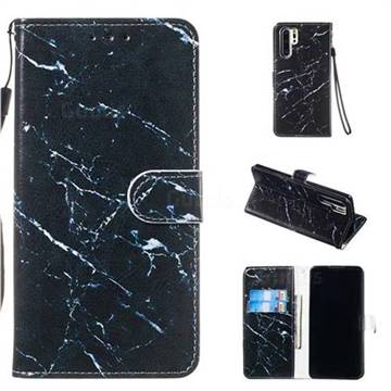Black Marble Smooth Leather Phone Wallet Case for Huawei P30 Pro