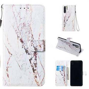 White Marble Smooth Leather Phone Wallet Case for Huawei P30 Pro