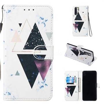 Triangle Marble Smooth Leather Phone Wallet Case for Huawei P30 Pro